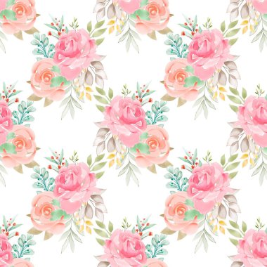 Beyaz arkaplanda çiçek suluboya deseni. 