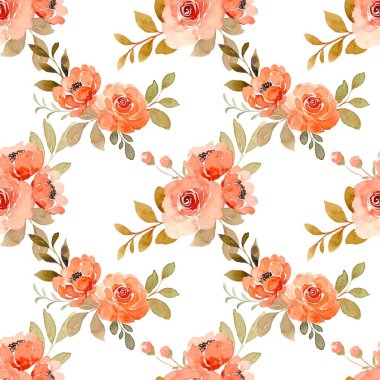 Beyaz arkaplanda çiçek suluboya deseni. 