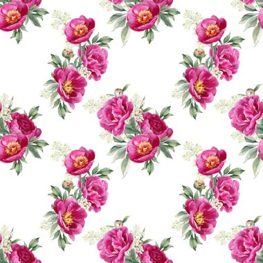 Beyaz arkaplanda çiçek suluboya deseni. 