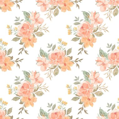 Beyaz arkaplanda çiçek suluboya deseni. 