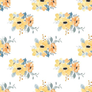 Beyaz arkaplanda çiçek suluboya deseni. 