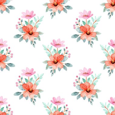 Beyaz arkaplanda çiçek suluboya deseni. 