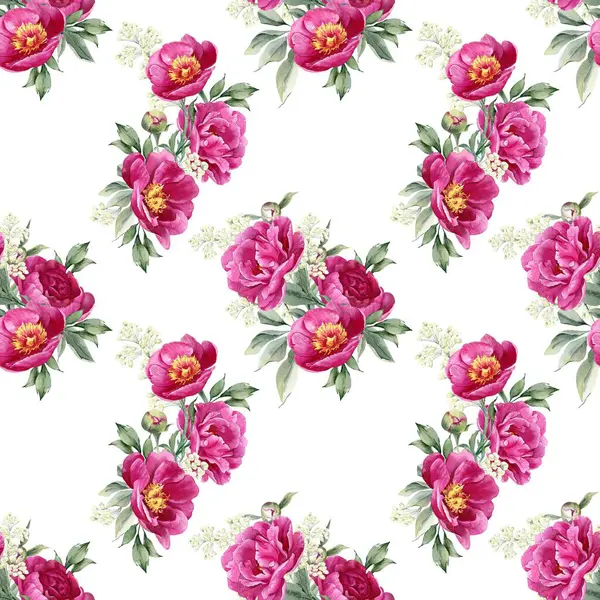 Beyaz arkaplanda çiçek suluboya deseni. 