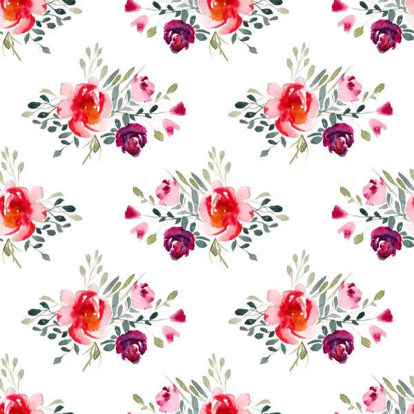 Beyaz arkaplanda çiçek suluboya deseni. 