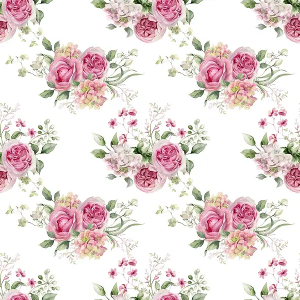 Beyaz arkaplanda çiçek suluboya deseni. 