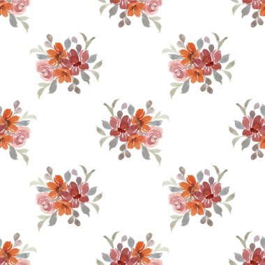 Beyaz arka planda tatlı bir suluboya deseni var. Güzellik ürünleri veya diğer ürünler için suluboya desen.