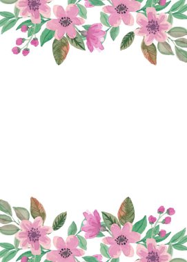 Beyaz arka planda tatlı bir suluboya deseni var. Güzellik ürünleri veya diğer ürünler için suluboya desen.