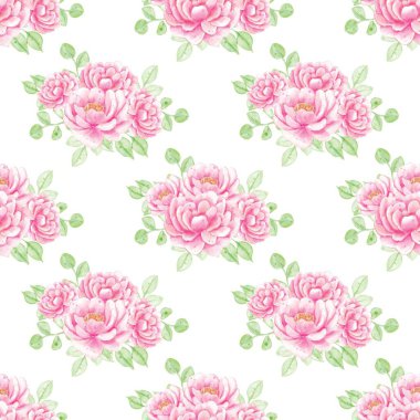 Beyaz arka planda tatlı bir suluboya deseni var. Güzellik ürünleri veya diğer ürünler için suluboya desen.