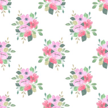 Beyaz arka planda tatlı bir suluboya deseni var. Güzellik ürünleri veya diğer ürünler için suluboya desen.