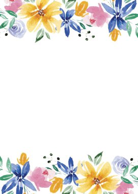 Beyaz arka planda tatlı bir suluboya deseni var. Güzellik ürünleri veya diğer ürünler için suluboya desen.