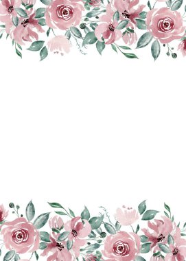 Beyaz arka planda tatlı bir suluboya deseni var. Güzellik ürünleri veya diğer ürünler için suluboya desen.