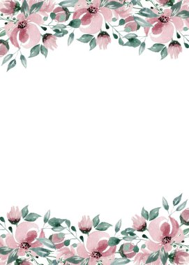 Beyaz arka planda tatlı bir suluboya deseni var. Güzellik ürünleri veya diğer ürünler için suluboya desen.