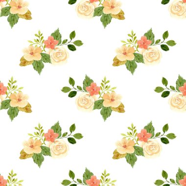 Beyaz arka planda tatlı bir suluboya deseni var. Güzellik ürünleri veya diğer ürünler için suluboya desen.