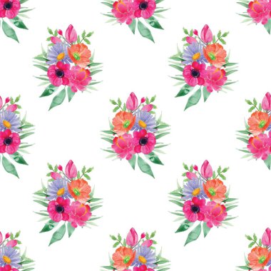 Beyaz arka planda tatlı bir suluboya deseni var. Güzellik ürünleri veya diğer ürünler için suluboya desen.