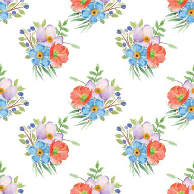 Beyaz arka planda tatlı bir suluboya deseni var. Güzellik ürünleri veya diğer ürünler için suluboya desen.