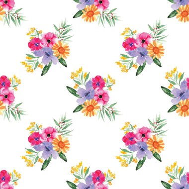 Beyaz arka planda tatlı bir suluboya deseni var. Güzellik ürünleri veya diğer ürünler için suluboya desen.