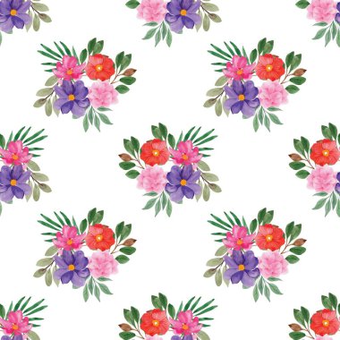 Beyaz arka planda tatlı bir suluboya deseni var. Güzellik ürünleri veya diğer ürünler için suluboya desen.