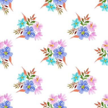 Beyaz arka planda tatlı bir suluboya deseni var. Güzellik ürünleri veya diğer ürünler için suluboya desen.