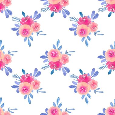 Beyaz arka planda tatlı bir suluboya deseni var. Güzellik ürünleri veya diğer ürünler için suluboya desen.