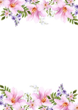 Beyaz arka planda tatlı bir suluboya deseni var. Güzellik ürünleri veya diğer ürünler için suluboya desen.