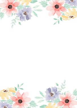 Beyaz arka planda tatlı bir suluboya deseni var. Güzellik ürünleri veya diğer ürünler için suluboya desen.