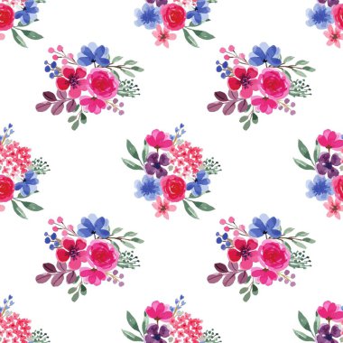 Beyaz arka planda tatlı bir suluboya deseni var. Güzellik ürünleri veya diğer ürünler için suluboya desen.