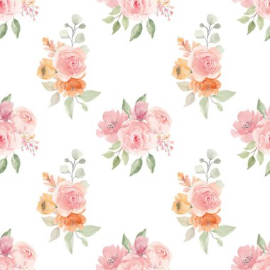 Suluboya çiçek seamless modeli.