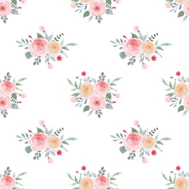 Suluboya çiçek seamless modeli.