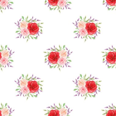 Suluboya çiçek seamless modeli.