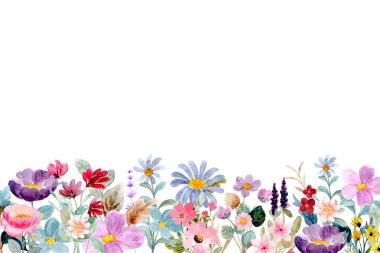 Tasarım için tatlı suluboya çiçekler arka plan vektörü.