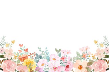 Tasarım için tatlı suluboya çiçekler arka plan vektörü.