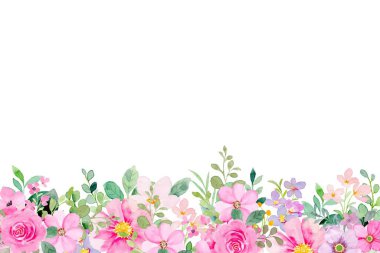 Tasarım için tatlı suluboya çiçekler arka plan vektörü.