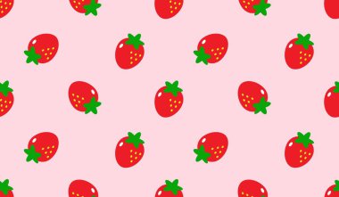 Strawberry flowers summer seamless vector children's pattern. 