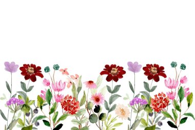 Tasarım için suluboya çiçek bahçesi arka plan vektörü.