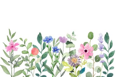 Tasarım için suluboya çiçek bahçesi arka plan vektörü.