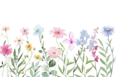 Tasarım için suluboya çiçek bahçesi arka plan vektörü.