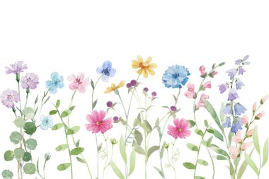 Tasarım için suluboya çiçek bahçesi.