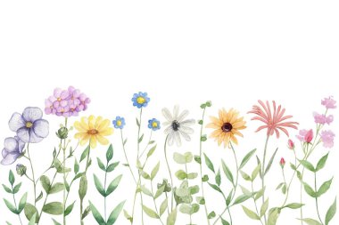 Tasarım için suluboya çiçek bahçesi arka plan vektörü.