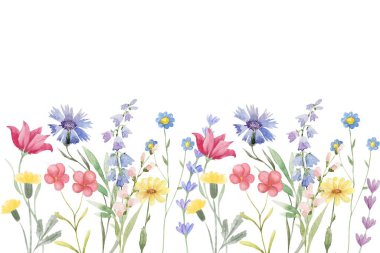 Tasarım için suluboya çiçek bahçesi arka plan vektörü.