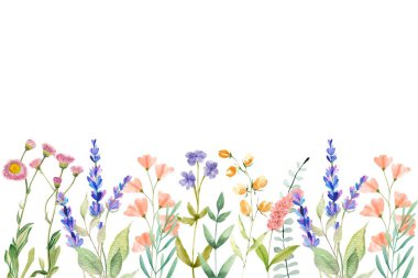 Tasarım için suluboya çiçek bahçesi arka plan vektörü.