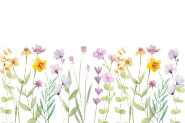 Tasarım için suluboya çiçek bahçesi arka plan vektörü.