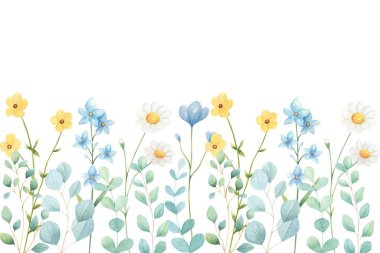 Tasarım için suluboya çiçek bahçesi arka plan vektörü.