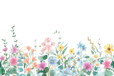 Tasarım için suluboya çiçek bahçesi vektörü.