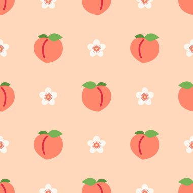Afişler, kartlar, el ilanları, sosyal medya duvar kağıtları vs. için şeftali desenli kusursuz desen.