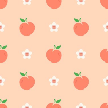 Afişler, kartlar, el ilanları, sosyal medya duvar kağıtları vs. için şeftali desenli kusursuz desen.