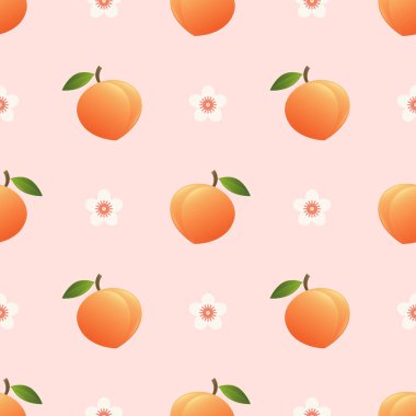 Afişler, kartlar, el ilanları, sosyal medya duvar kağıtları vs. için şeftali desenli kusursuz desen.