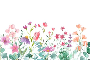 Tasarım için suluboya çiçekler arka plan vektörü.