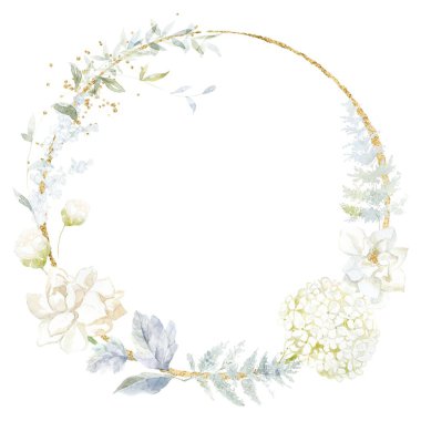 Tasarım için suluboya çiçek çerçevesi.
