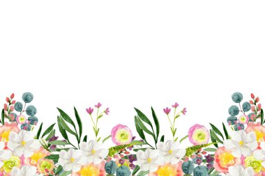 Tasarım için suluboya çiçekler arka plan vektörü.