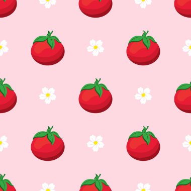 Kırmızı domates vektörü kusursuz desen.